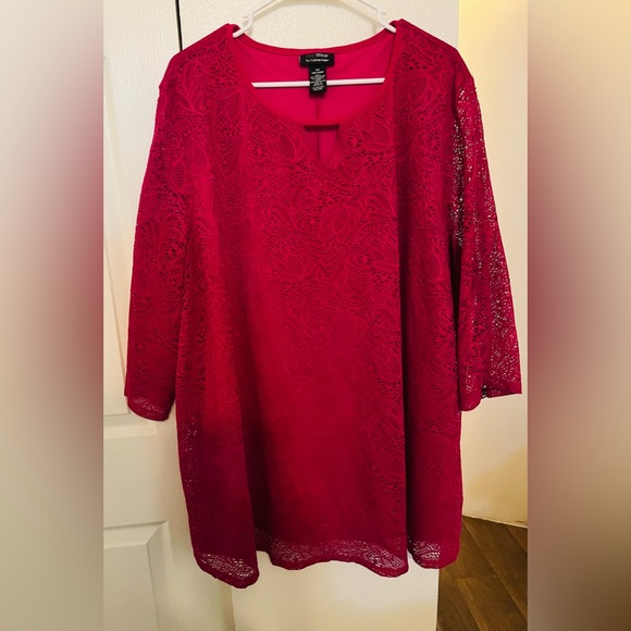 Catherines Tops - Any Wear by Catherines size 3X or 26/28 hot pink lace cold shoulder blouse